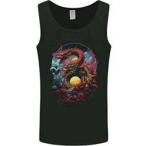 2 Sunset Fantasy Dragons Mens Vest Tank Top