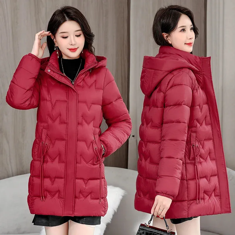 2024 New Winter Hooded Jacket Women Korean Parkas Loose Down Cotton Coats Overcoat Female Casual Thick Warm Windproof Outerwear