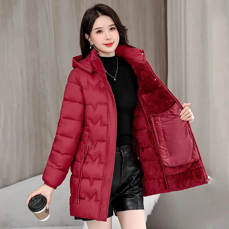 2024 New Winter Hooded Jacket Women Korean Parkas Loose Down Cotton Coats Overcoat Female Casual Thick Warm Windproof Outerwear