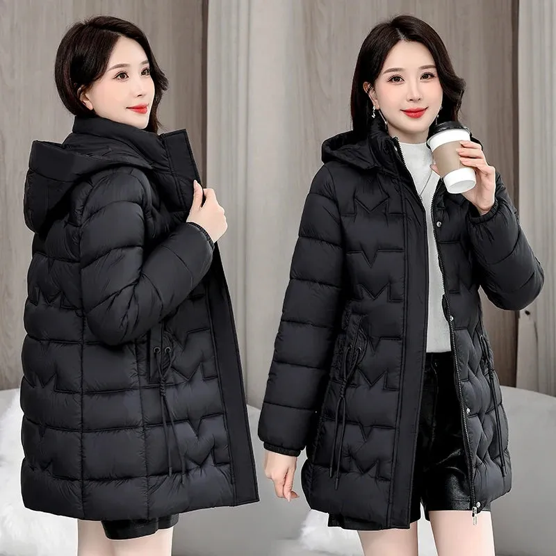 2024 New Winter Hooded Jacket Women Korean Parkas Loose Down Cotton Coats Overcoat Female Casual Thick Warm Windproof Outerwear