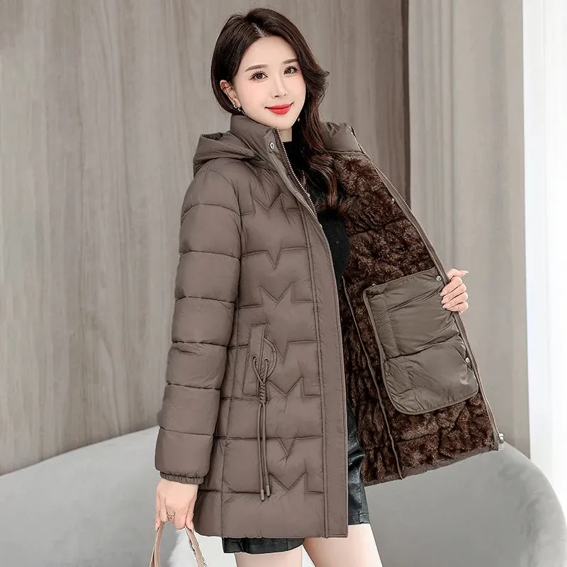 2024 New Winter Hooded Jacket Women Korean Parkas Loose Down Cotton Coats Overcoat Female Casual Thick Warm Windproof Outerwear