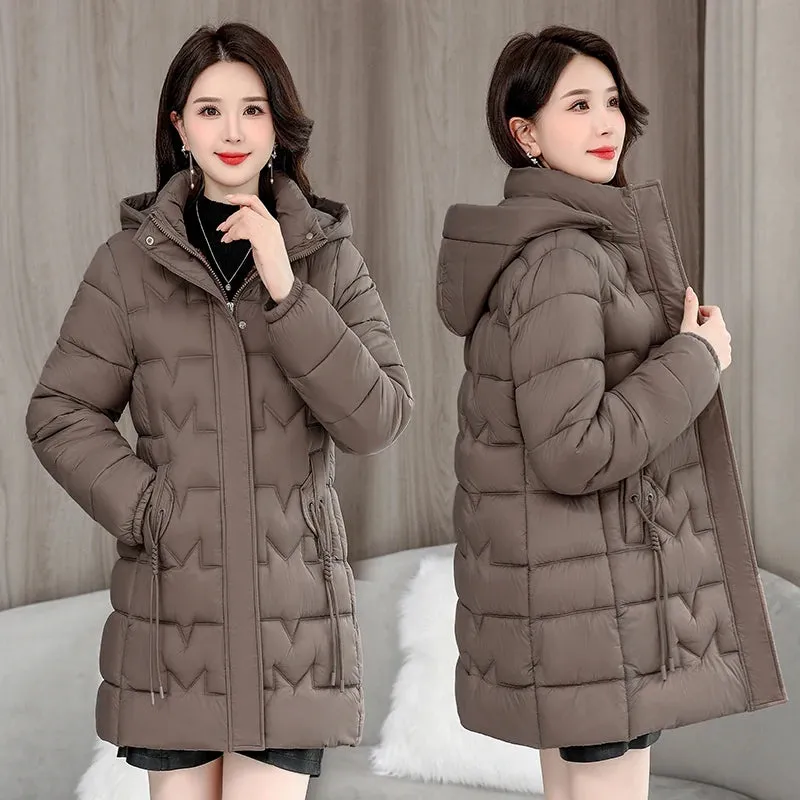 2024 New Winter Hooded Jacket Women Korean Parkas Loose Down Cotton Coats Overcoat Female Casual Thick Warm Windproof Outerwear