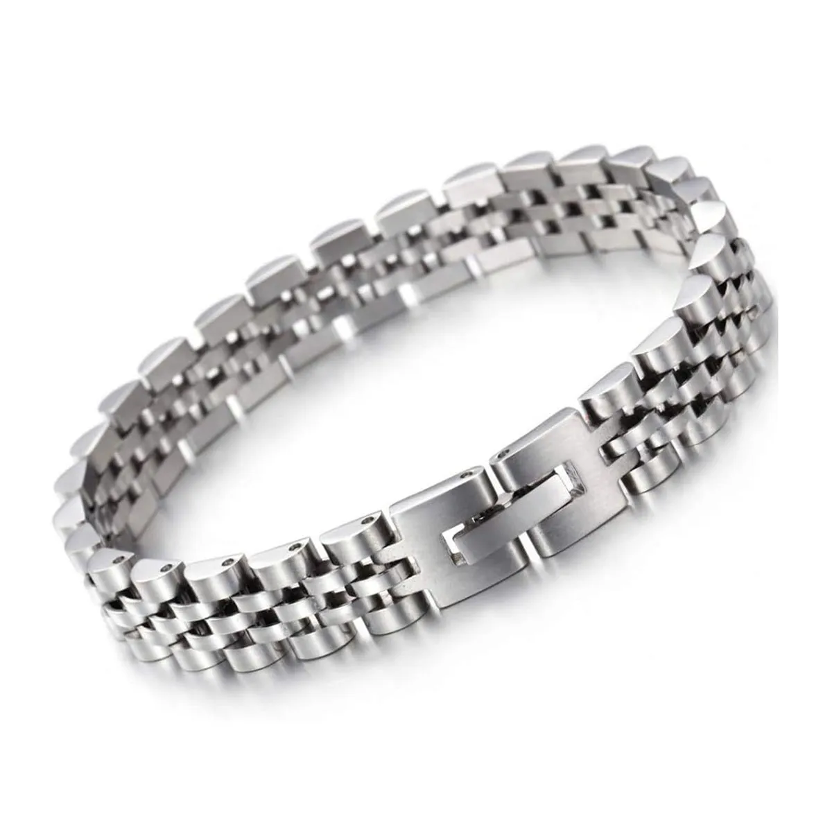 316L Stainless Steel Silver Plated Men Stylish Bracelet