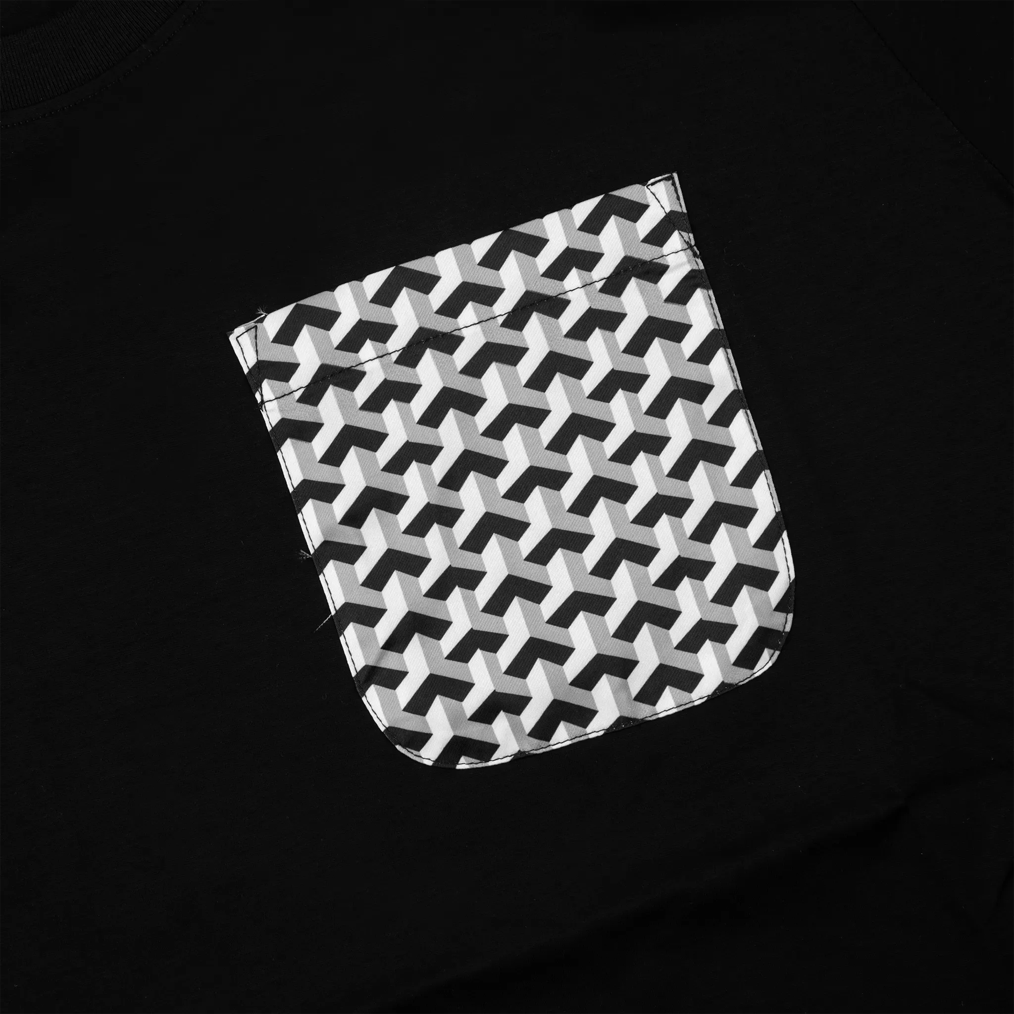 Belier Illusion Print Black Monochrome Pocket T Shirt