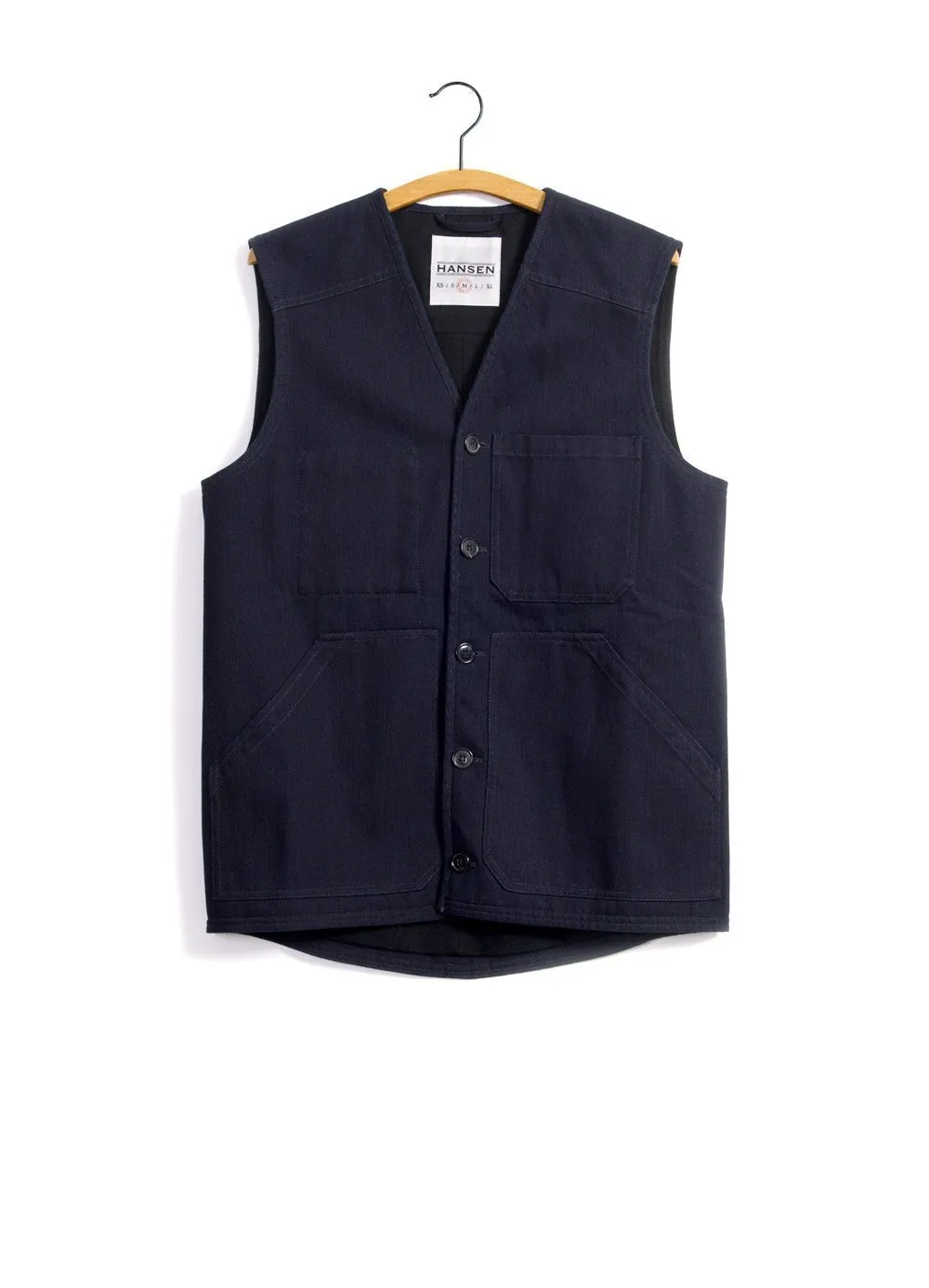 BERNT | Wool Lined Work Vest | Black Indigo