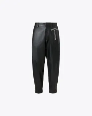 Black calfskin pants with lapels