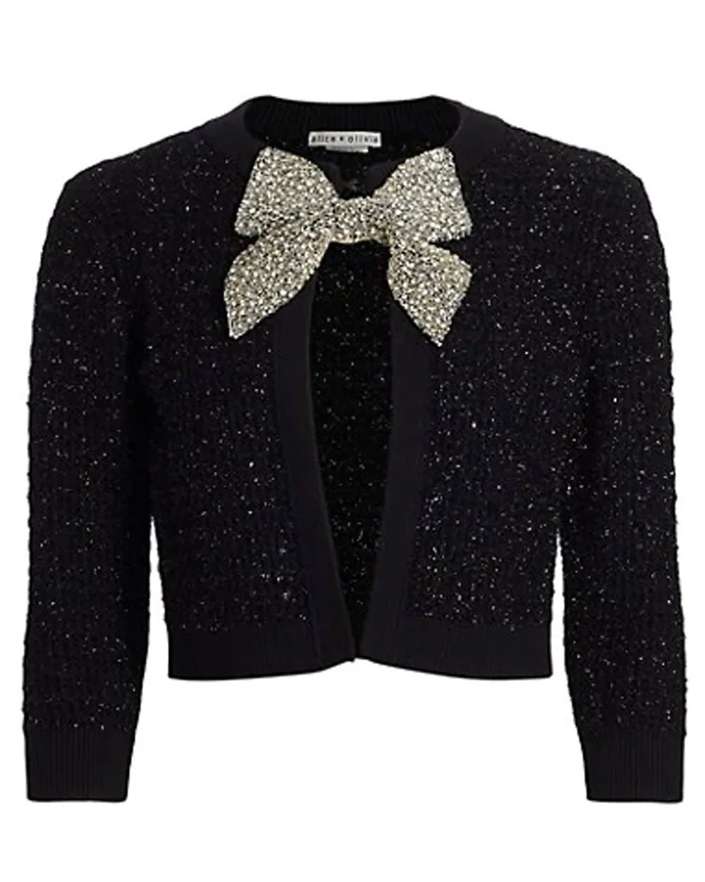 Black Tweed Bow Embellished Akira Cardigan