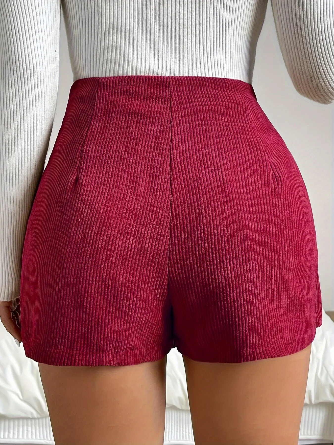 Chic High Waist Textured Skort with Asymmetrical Hem