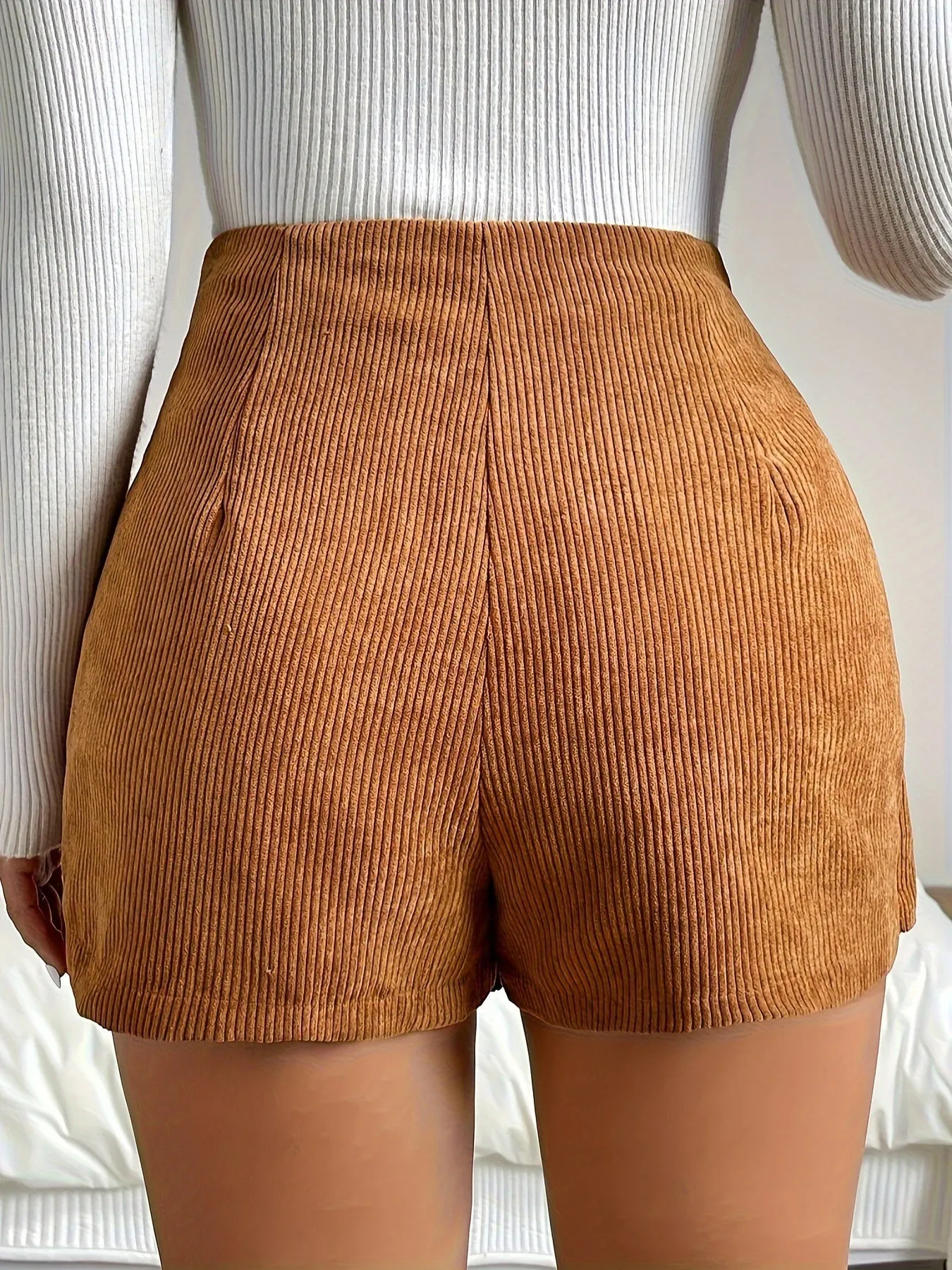 Chic High Waist Textured Skort with Asymmetrical Hem