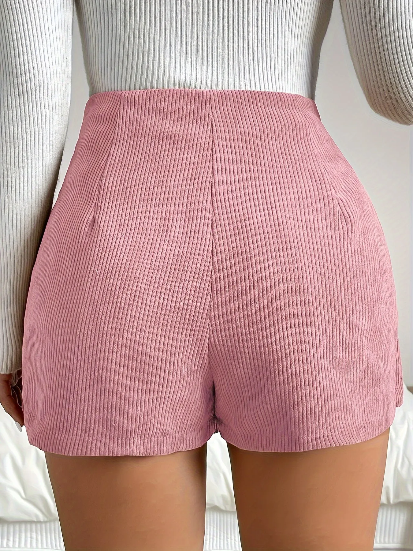 Chic High Waist Textured Skort with Asymmetrical Hem