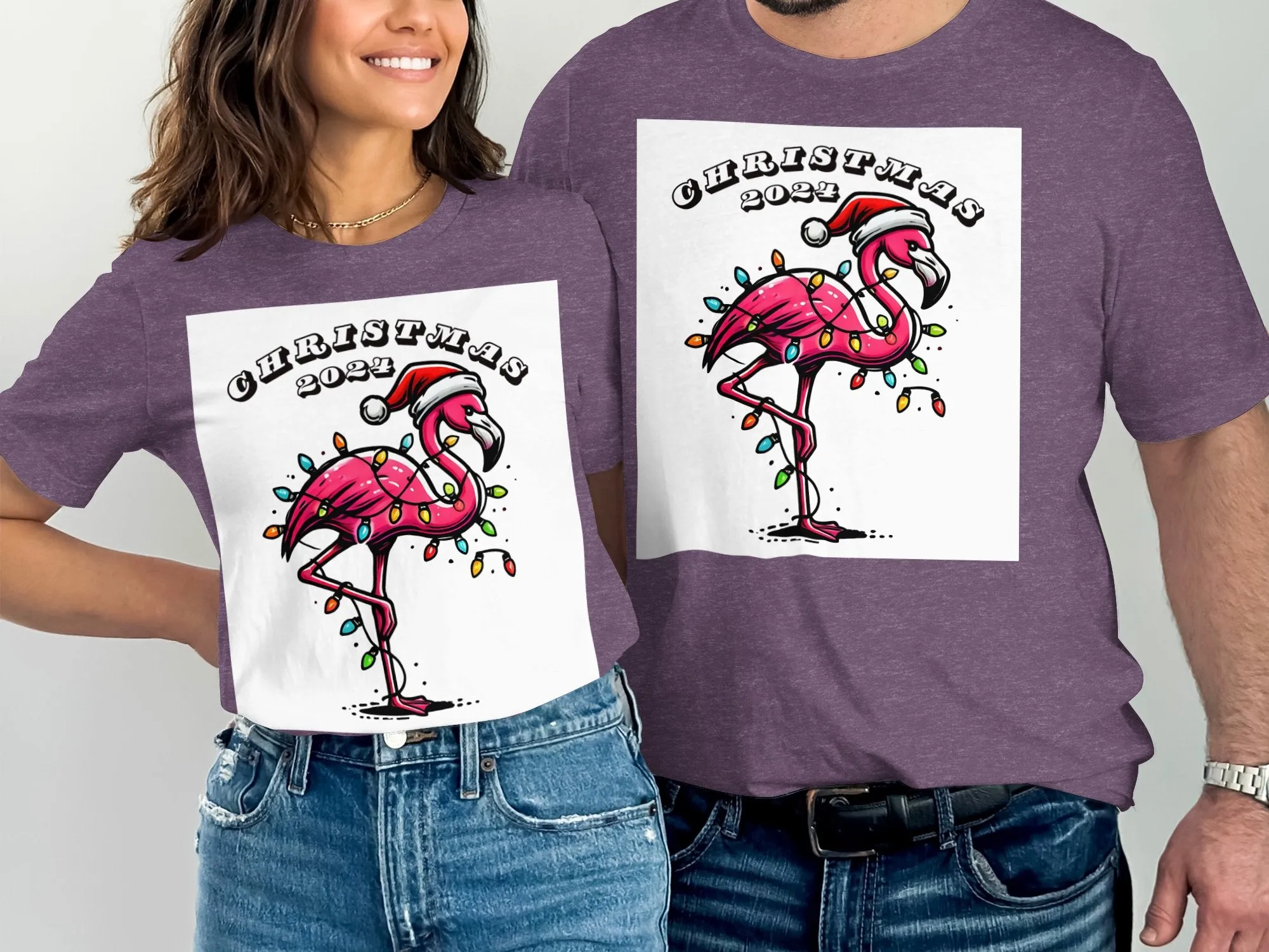 Christmas 2024 Flamingo Design T-Shirts