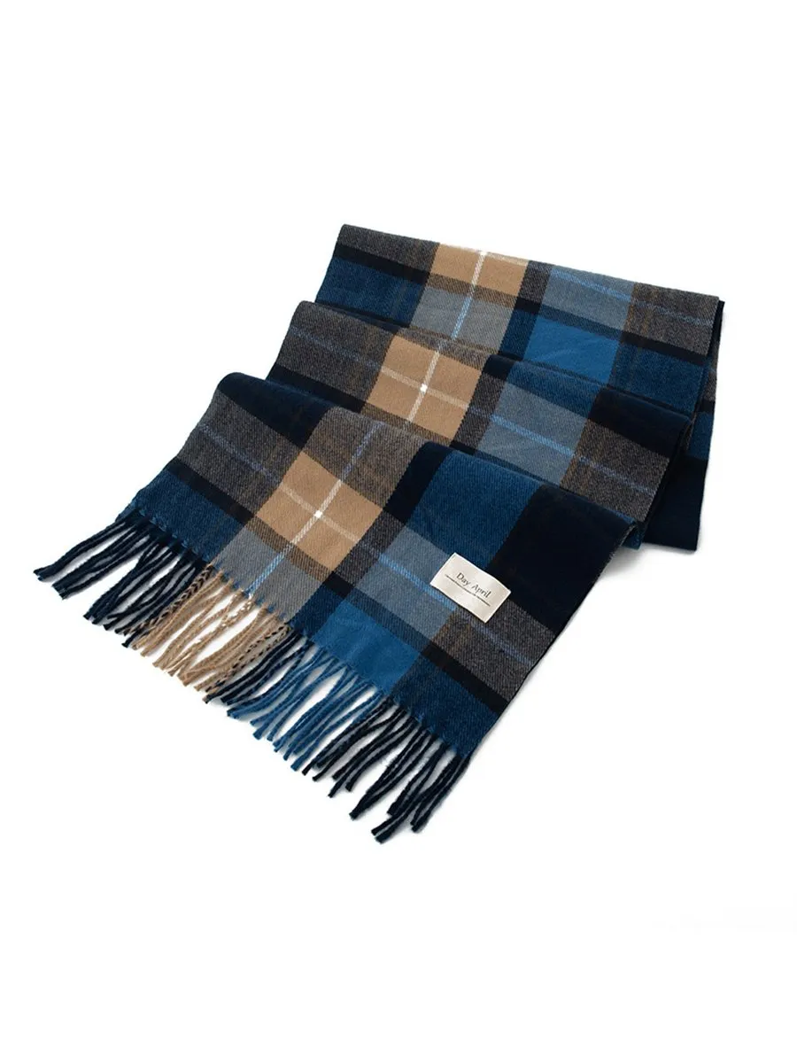 Christmas Plaid Warm Cashmere Tassel Scarf