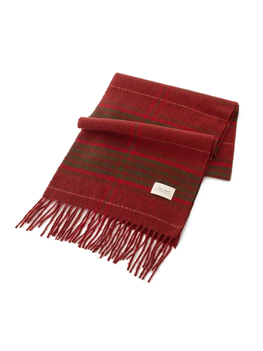 Christmas Plaid Warm Cashmere Tassel Scarf