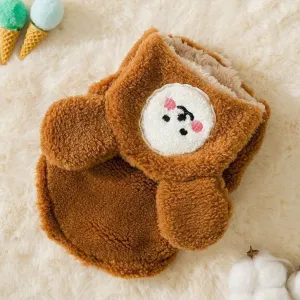 Double Warm Fleece Coat Dog Winter Cloth_ Brown Bear