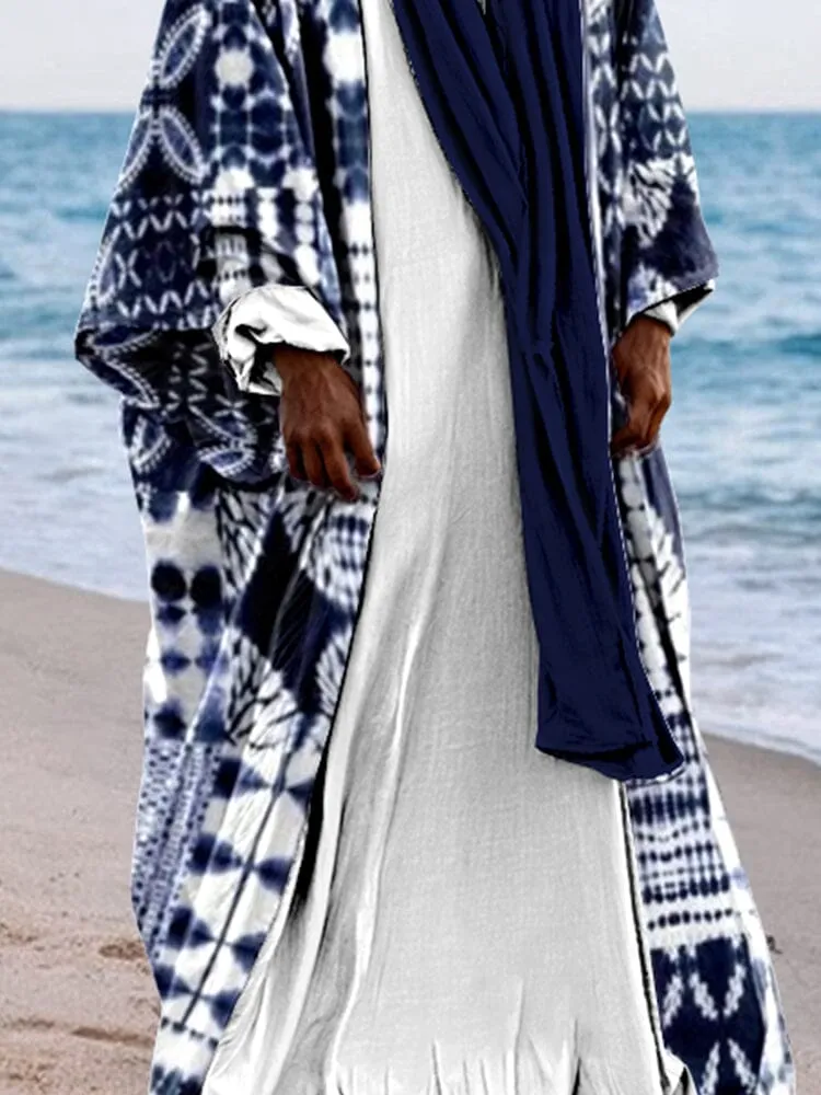 Ethnic Style Printed Outerwear Robe Set