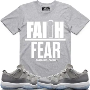 FAITH OVER FEAR Sneaker Tees Shirt to Match - Jordan 11 Low Cool Grey