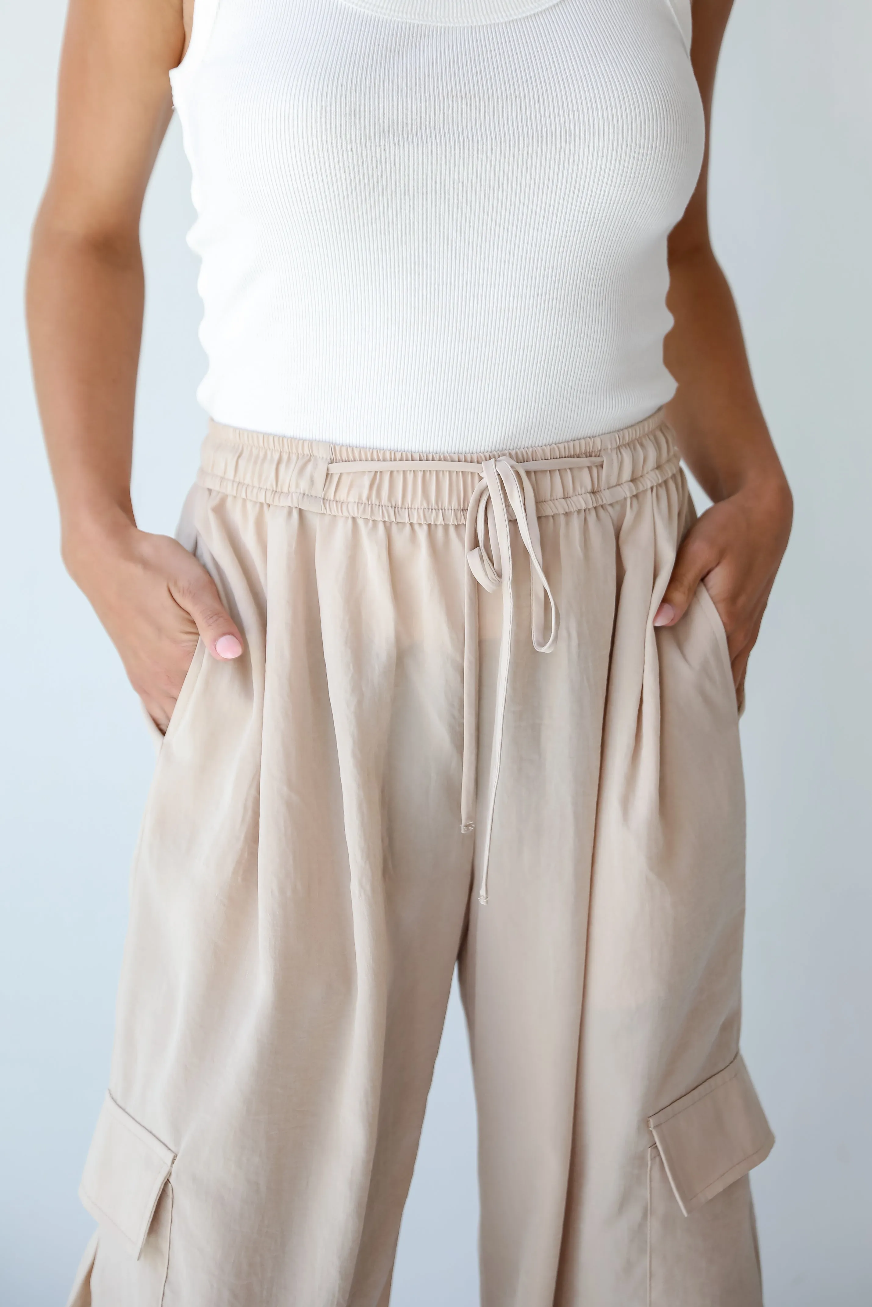 FINAL SALE - Poised Cool Taupe Cargo Pants