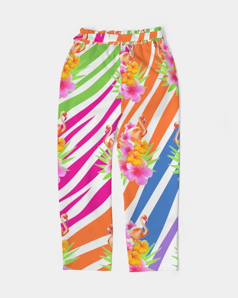 Flamingo Fiesta Women's Belted Tapered Pants