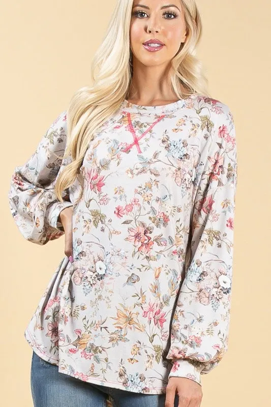 FLORAL PRINT ULTRA SOFT FRENCH TERRY TOP