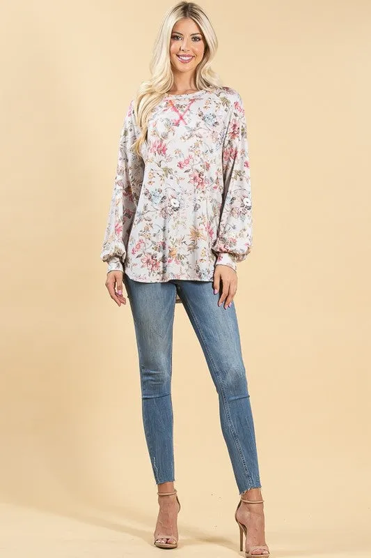 FLORAL PRINT ULTRA SOFT FRENCH TERRY TOP