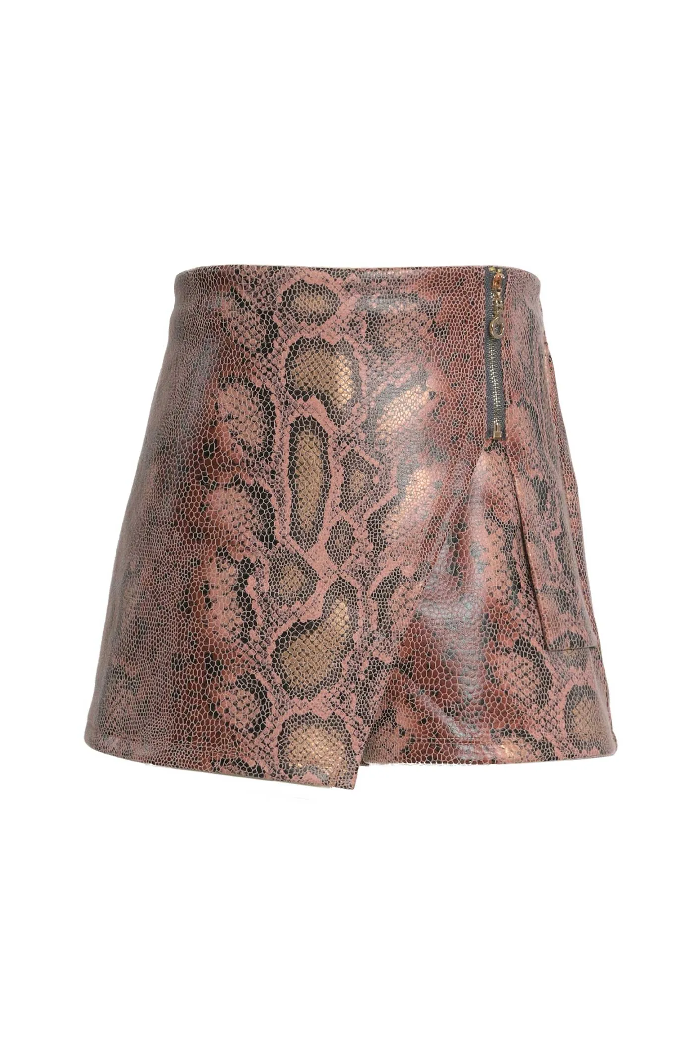 Girls Animal Print Faux Leather Skorts