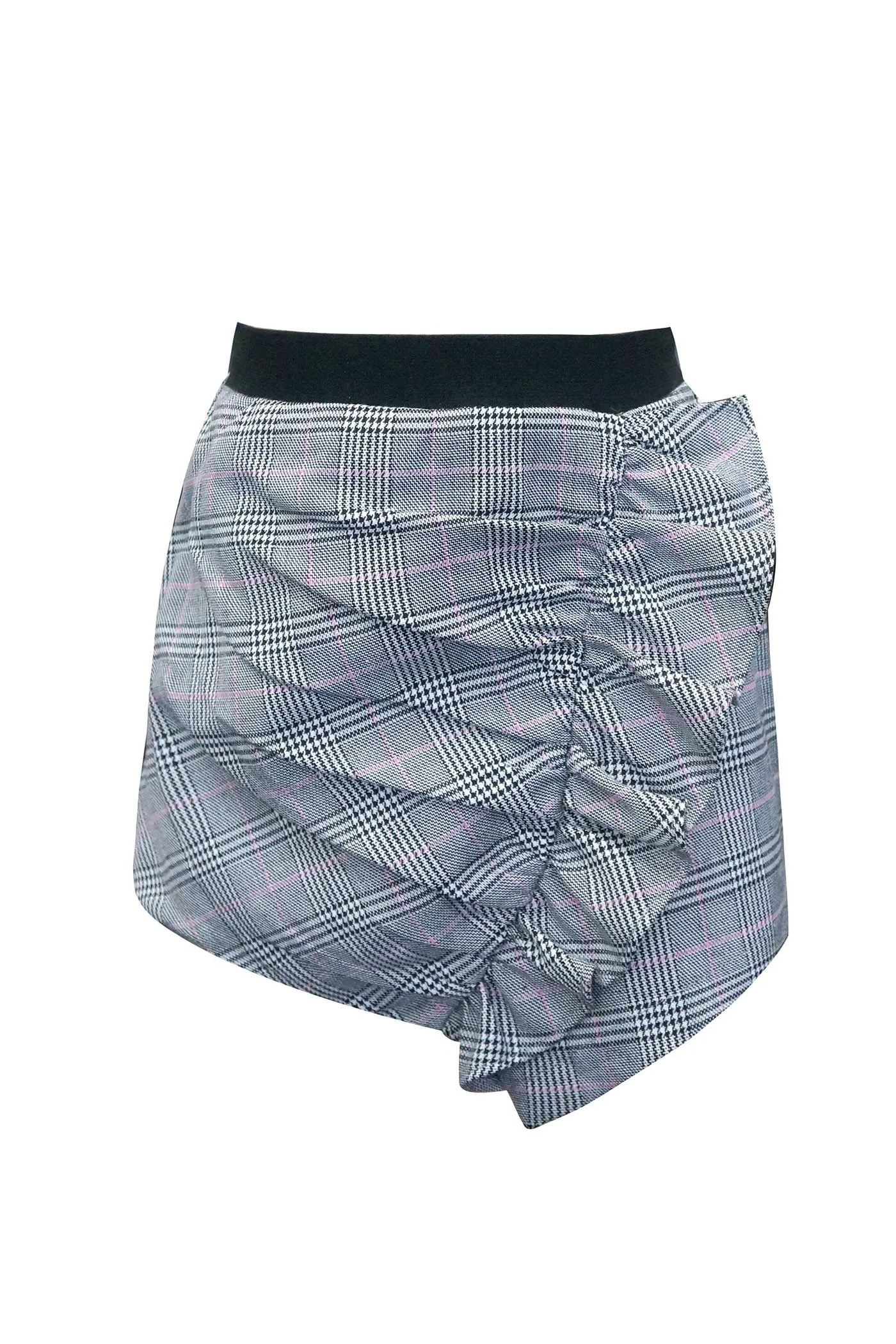 Girls Asymmetrical Ruffled Plaid Skorts