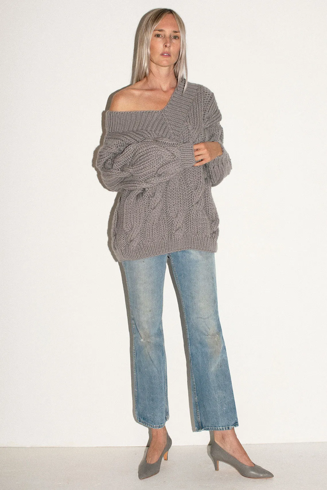 Grey Onion V Neck Sweater