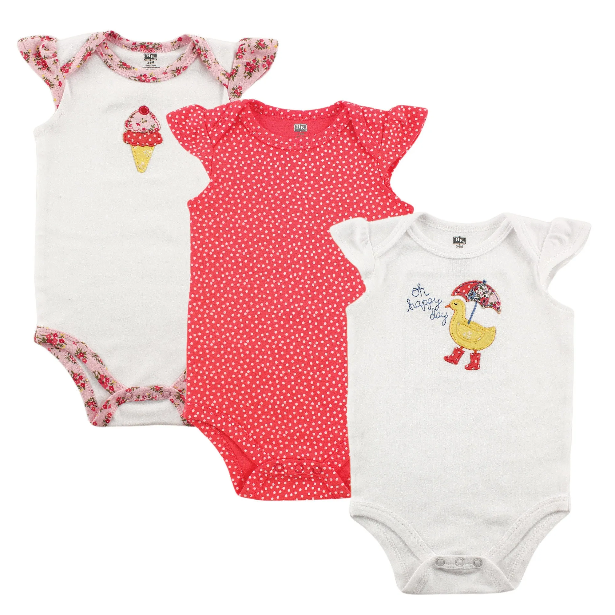 Hudson Baby Cotton Bodysuits, Duck 3-Pack