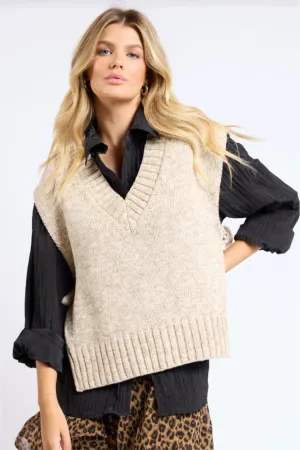 Individuality Side Tie Sweater Vest Oatmeal