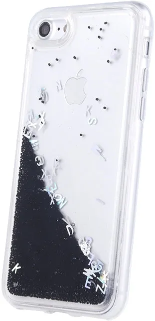 iPhone 8 Liquid Letters Glitter Cover - Black