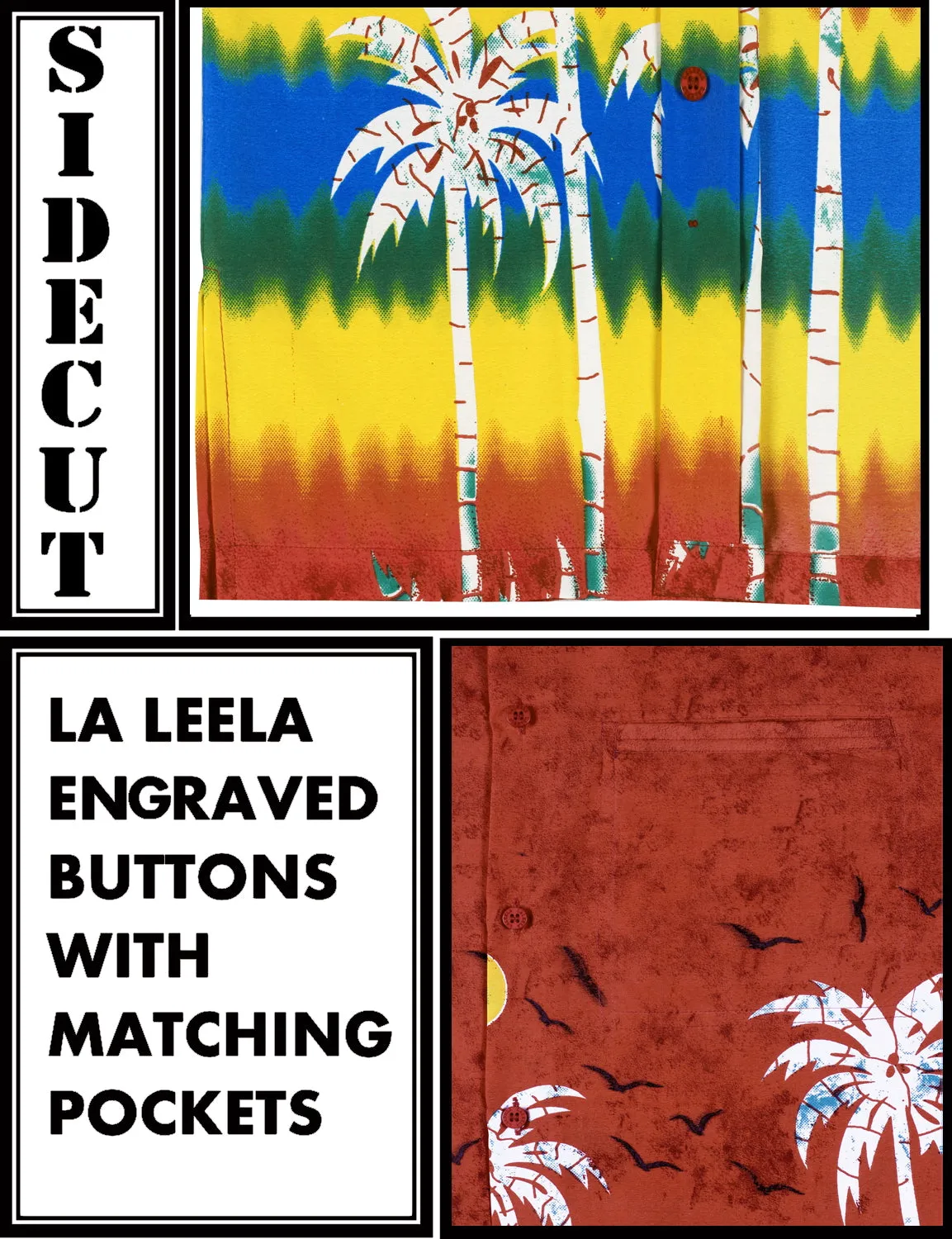 LA LEELA Shirt Casual Button Down Short Sleeve Beach Shirt Men Aloha Pocket Blood Red_AA108