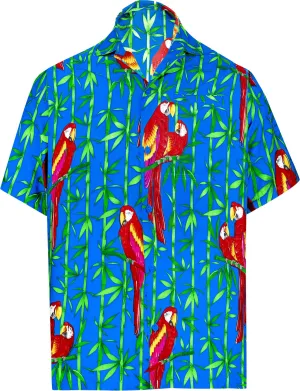 LA LEELA Shirt Casual Button Down Short Sleeve Beach Shirt Men Aloha Pocket shirt Blue_W415