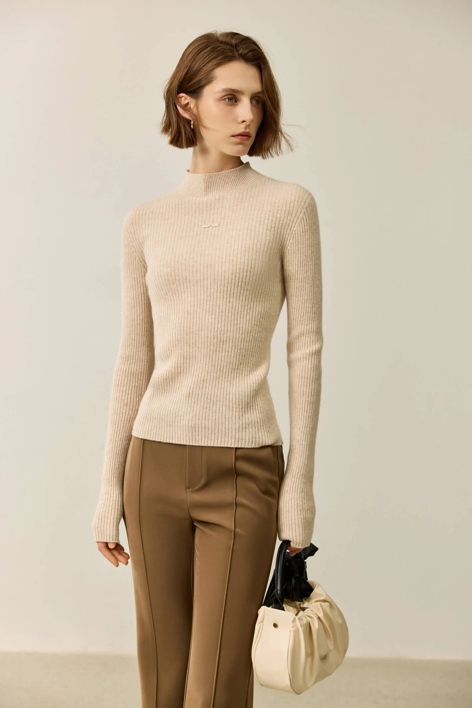 LILY Merino Wool Versatile Half-Turtleneck Sweater