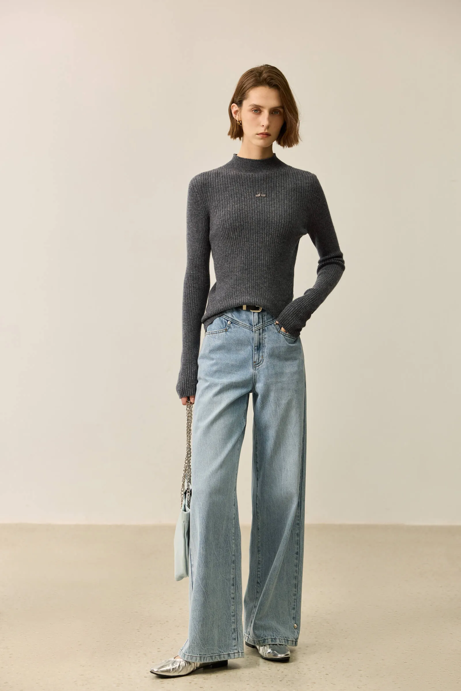 LILY Merino Wool Versatile Half-Turtleneck Sweater