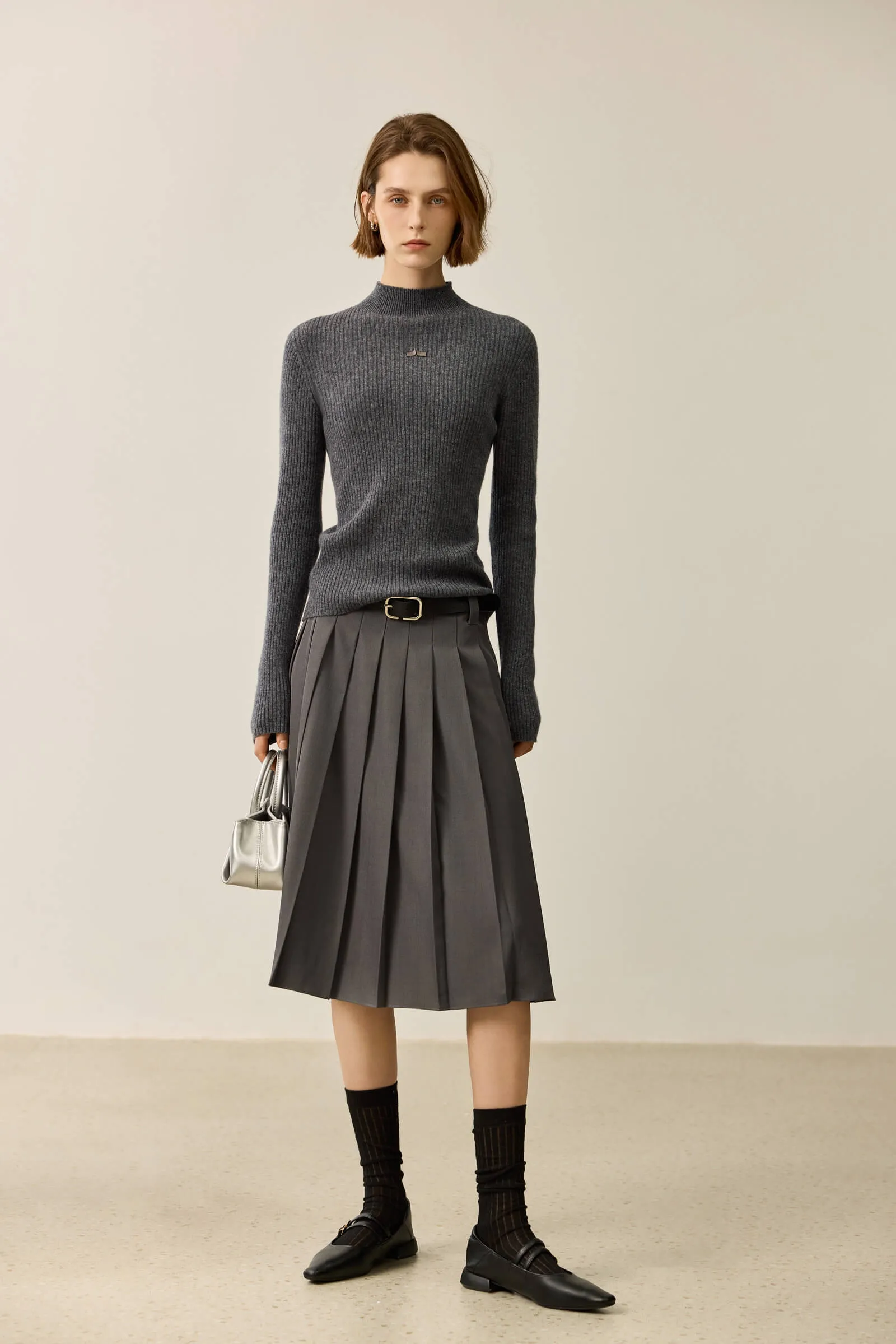 LILY Merino Wool Versatile Half-Turtleneck Sweater