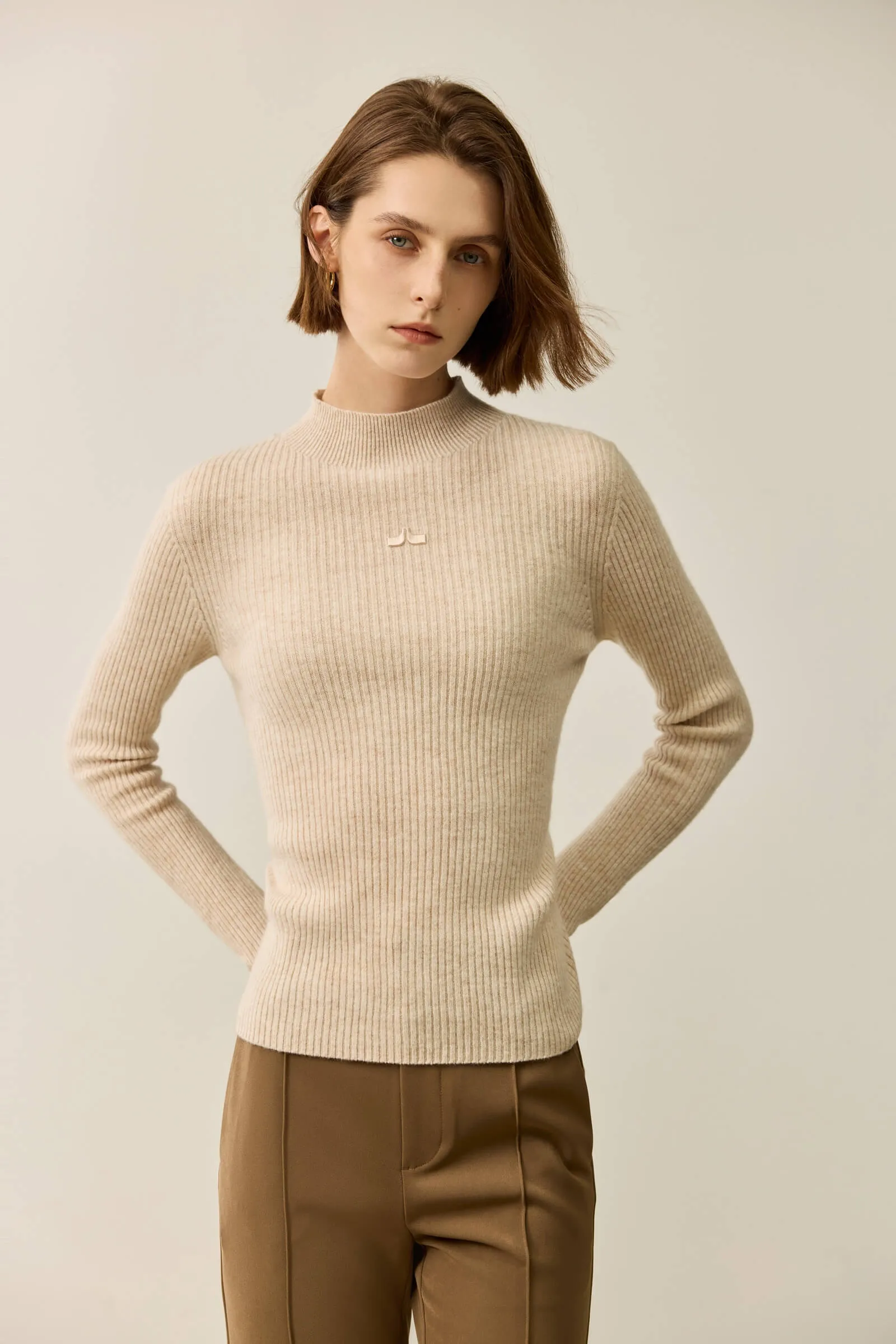 LILY Merino Wool Versatile Half-Turtleneck Sweater