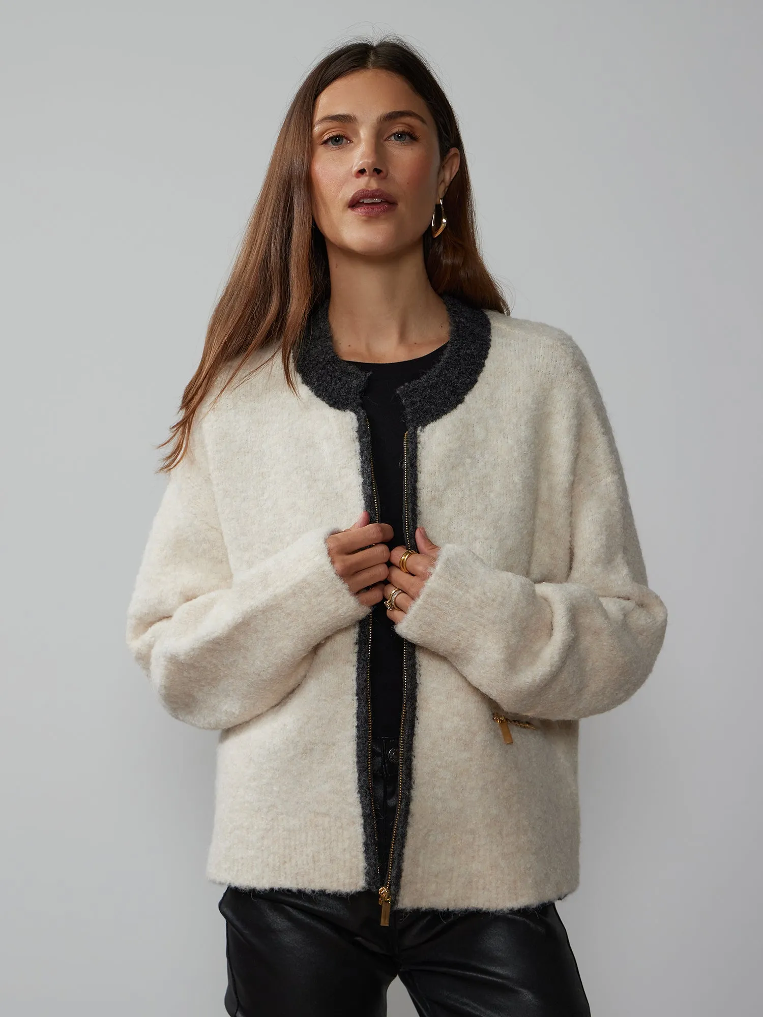 Long Sleeve Boucle Texture Cardigan