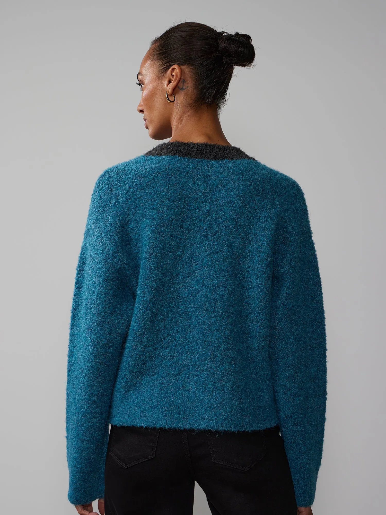 Long Sleeve Boucle Texture Cardigan