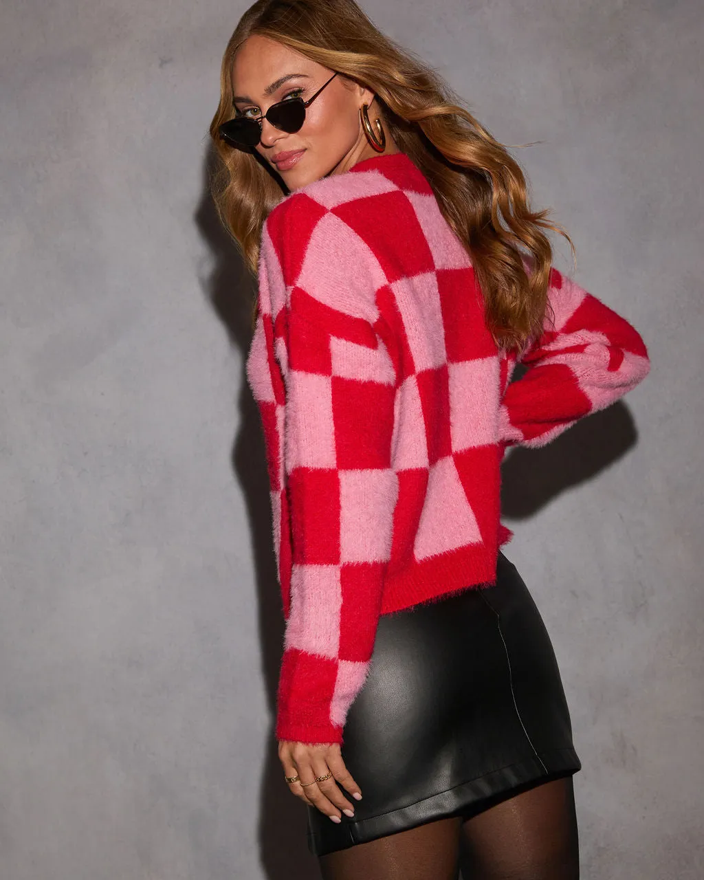 Look To You Checkered Cardigan