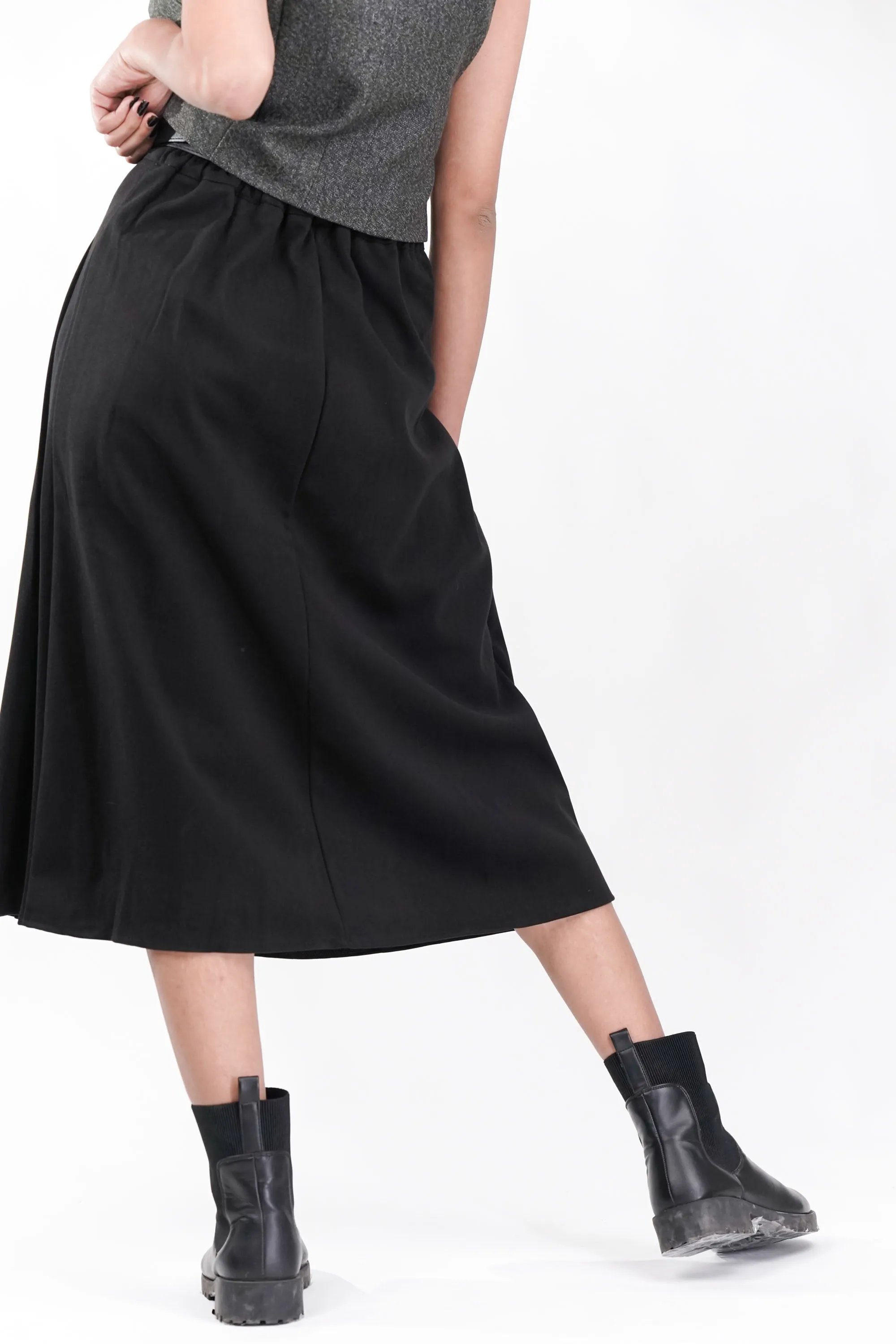 Midnight Suede Pleated Skirt