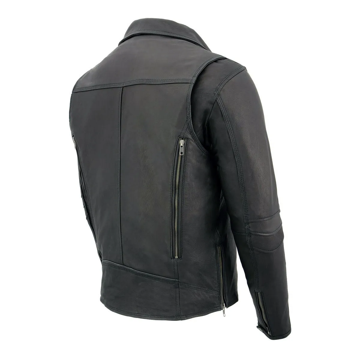 Milwaukee Leather MLM1516 Black Real Leather Motorcycle Jacket for Men