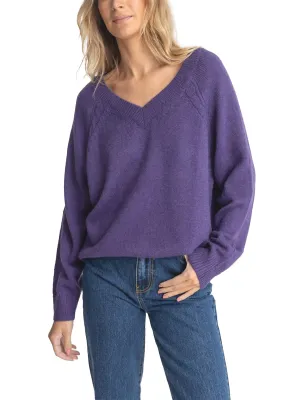 Moonstone Oversized V-Neck Sweater - Plum