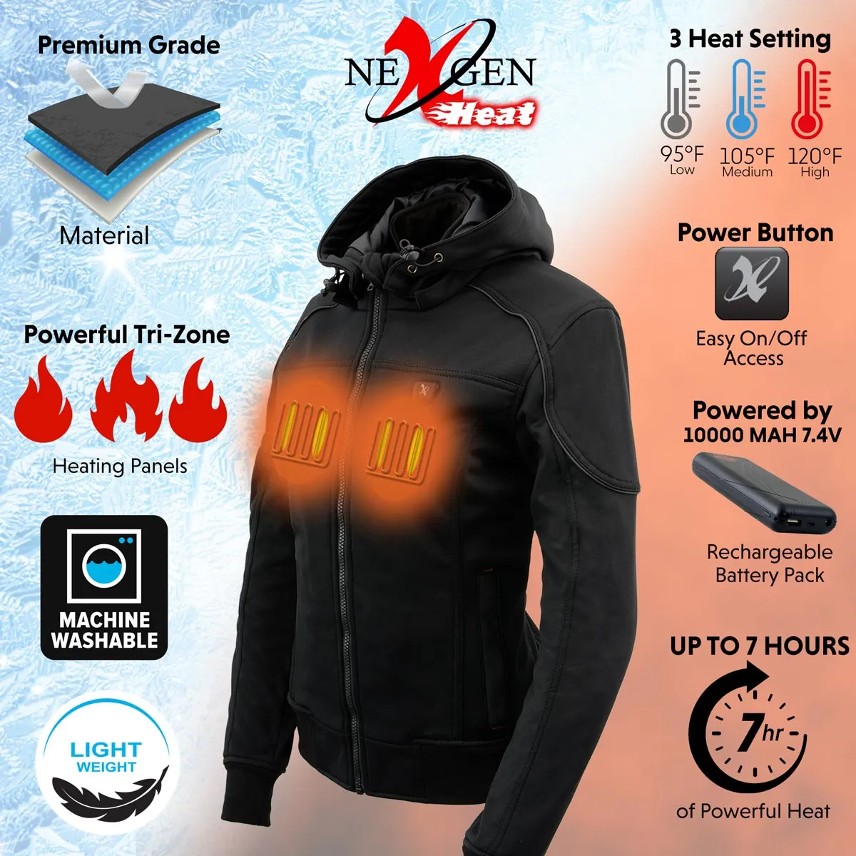 Nexgen Heat MPL2761SET Women's Black 'Heated' Soft Shell Racing Style