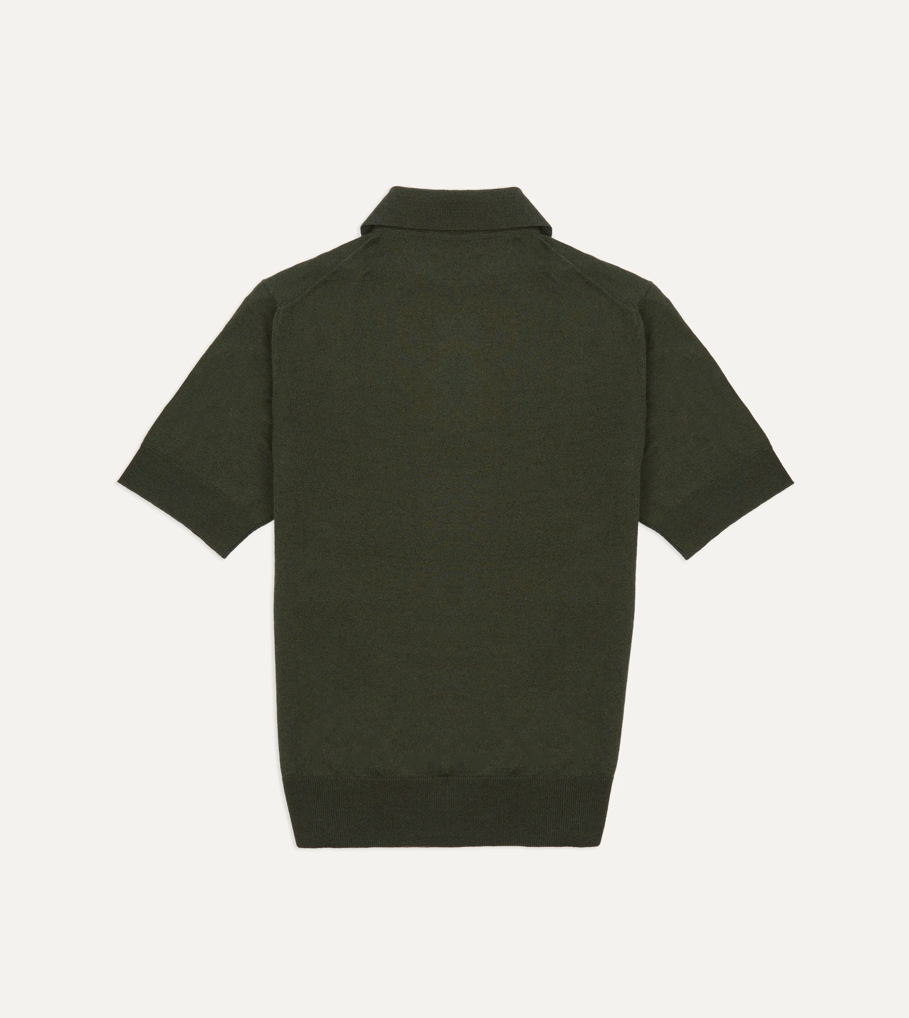 Olive Knitted Linen-Cotton Short-Sleeve Polo Shirt