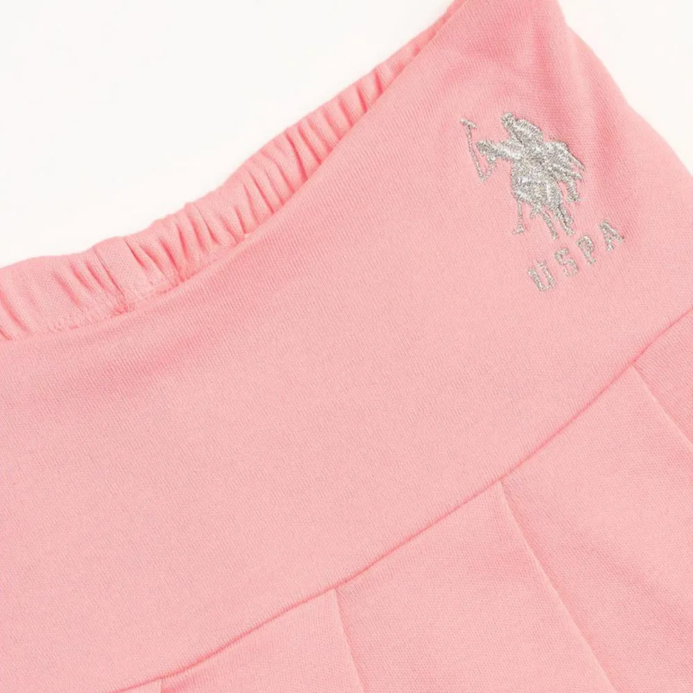 Pink Cotton Pleated Skorts