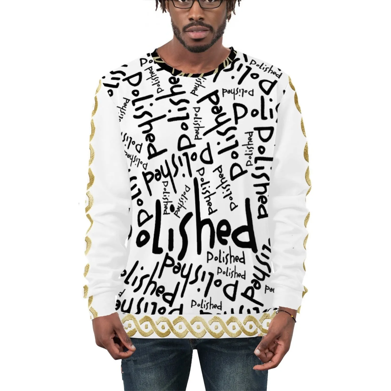 Polished Graffiti Market Art Men's Hand-Made Sweater