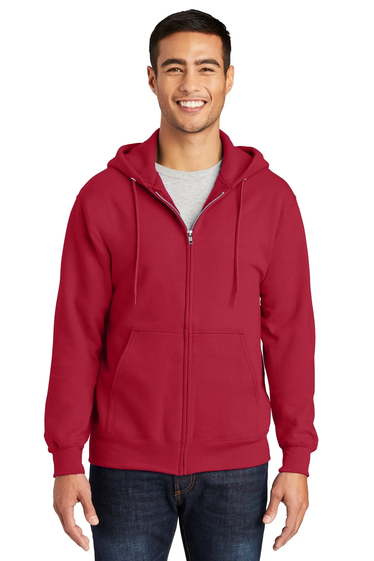 Port & Company Essential Fleece Customized Zip Hoodies, Red