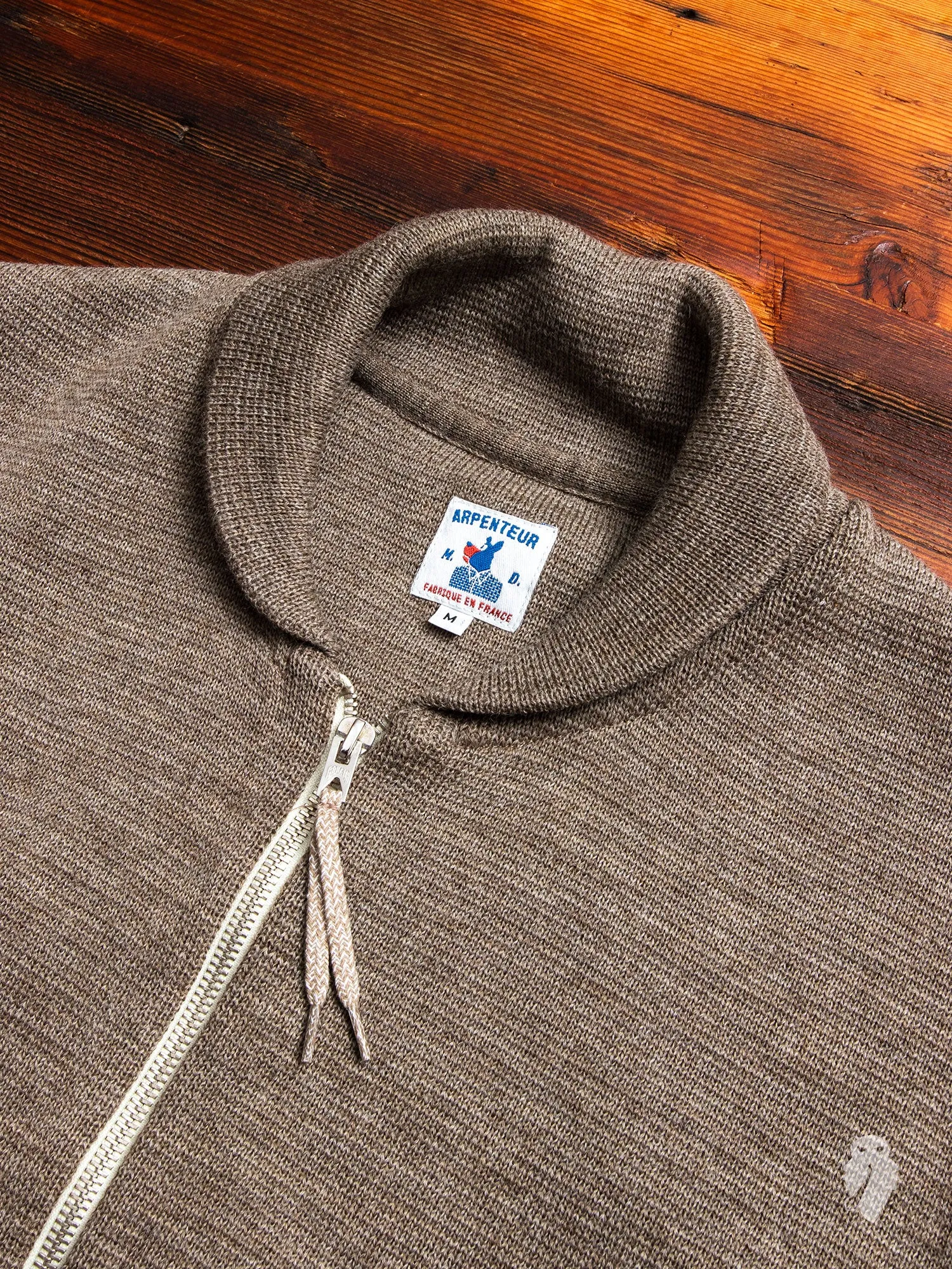 "Roscoff" Shawl Zip Sweater in Beige