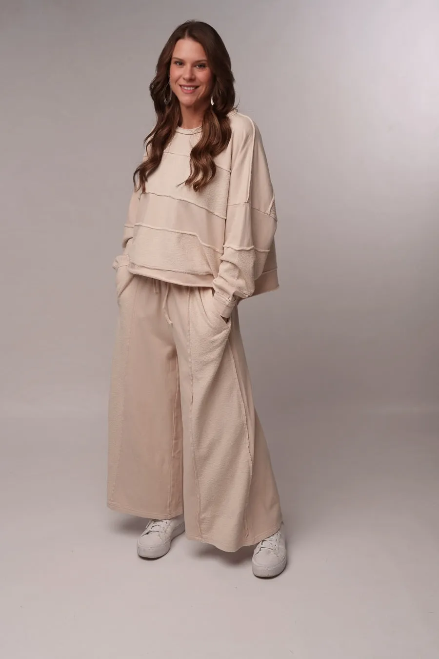 Raw Edge Wide Leg Pants