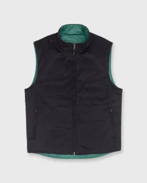 Reversible Cashpad Zip Vest in Spruce Nylon/Navy Cashmere Flannel